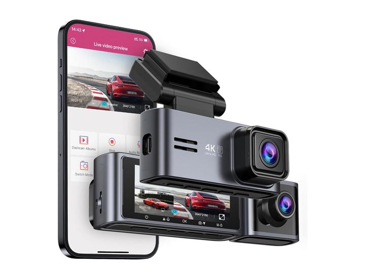 OMBAR Dash Cam 5G WiFi GPS, Dash Cam Front and Inside 4K/2K/1080P+1080P, 64GB Card Included, Dash Camera for Cars with 3.18＂ LCD Screen, Car Camera with IR Super Night Vision, WDR