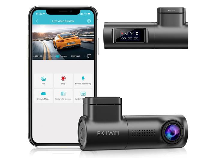 OMBAR Dash Cam 2K Built-in WiFi, Dash Camera for Cars with 0.96＂ LCD Display, Car Camera with 64G SD Card, Night Vision, Loop Recording, G-Sensor, 24 Hours Parking Monitor, APP, 1